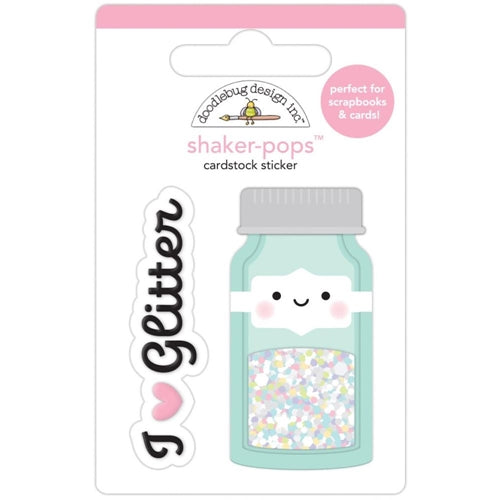 Simon Says Stamp! Doodlebug GLITTER JAR Shaker Pops 3D Stickers 7254