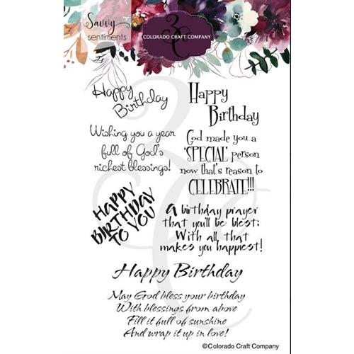 Simon Says Stamp! Colorado Craft Company Savvy Sentiments BIRTHDAY BLESSINGS Clear Stamps SS516