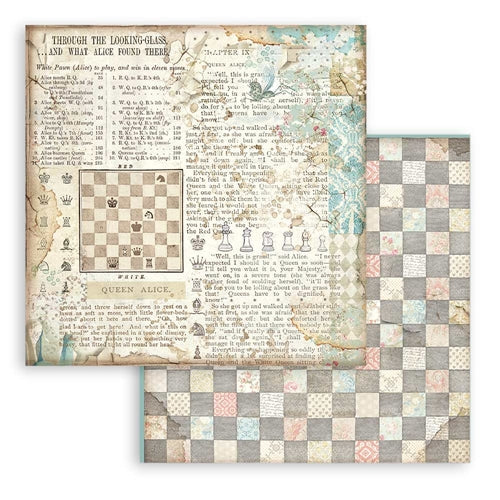 Simon Says Stamp! Stamperia ALICE IN WONDERLAND AND THROUGH THE LOOKING GLASS 8x8 Backgrounds Paper sbbs46