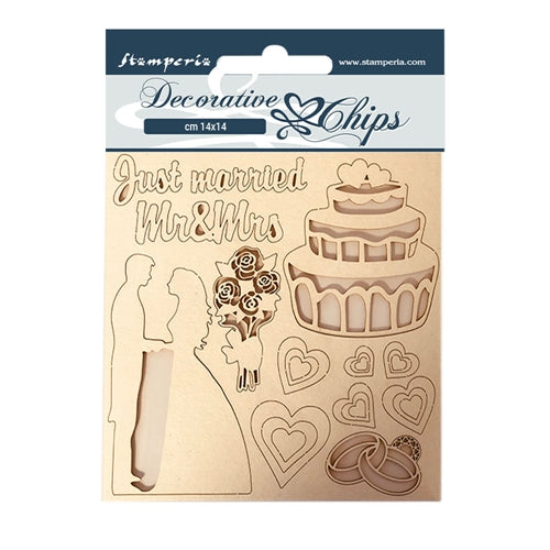 Simon Says Stamp! Stamperia SLEEPING BEAUTY JUST MARRIED Decorative Chips scb62*