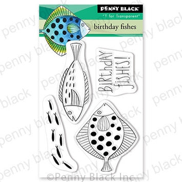 Simon Says Stamp! Penny Black Clear Stamps BIRTHDAY FISHES 30-846