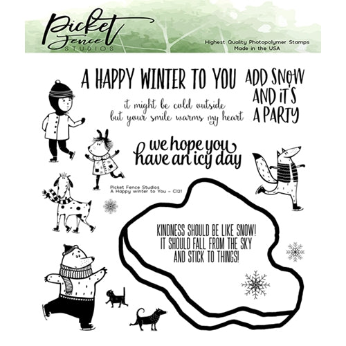 Simon Says Stamp! Picket Fence Studios A HAPPY WINTER TO YOU Clear Stamps c121*