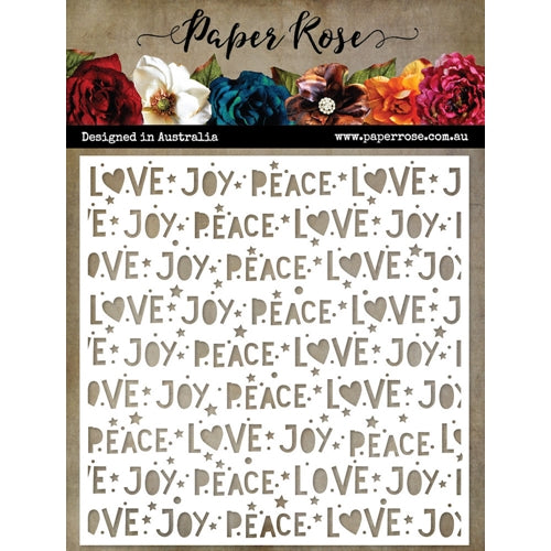 Simon Says Stamp! Paper Rose PEACE LOVE JOY 6x6 Stencil 22429