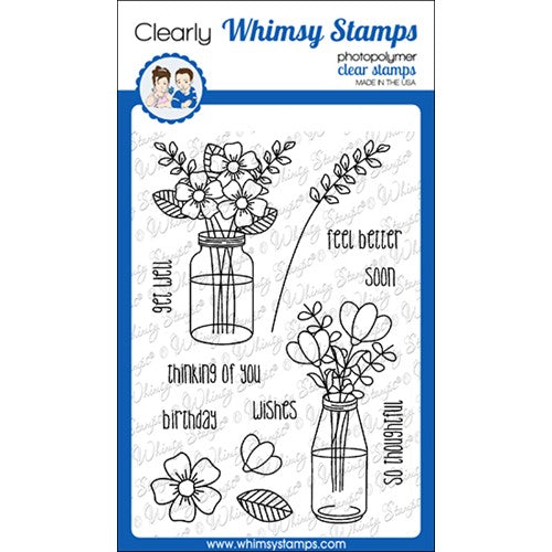 Simon Says Stamp! Whimsy Stamps FLOWER WISHES Clear Stamps CWSD382*