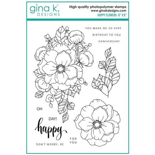 Simon Says Stamp! Gina K Designs HAPPY FLOWERS Clear Stamps as08