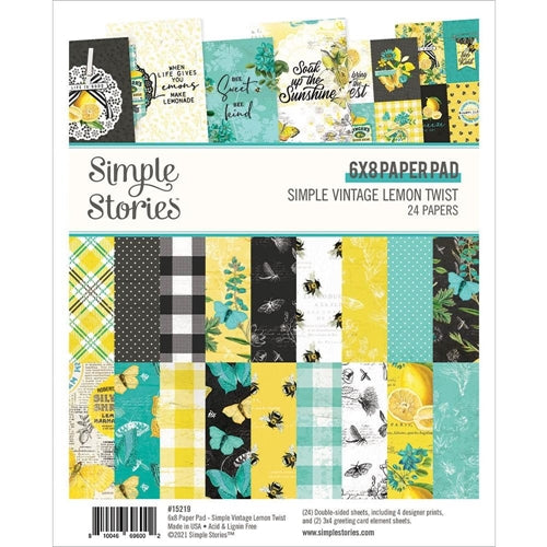 Simon Says Stamp! Simple Stories VINTAGE LEMON TWIST 6 x 8 Paper Pad 15219*