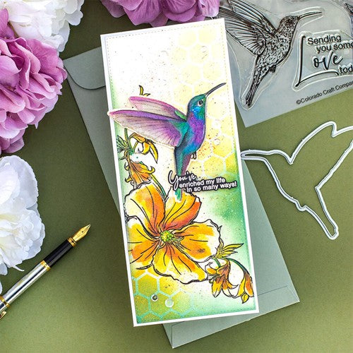 Simon Says Stamp! Colorado Craft Company Big and Bold HIBISCUS HUMMINGBIRD Clear Stamps BB509