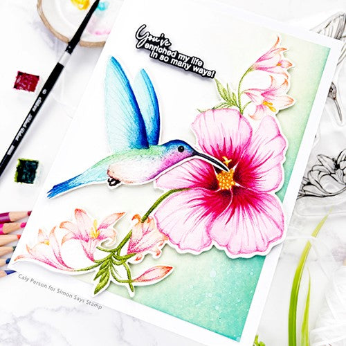 Simon Says Stamp! Colorado Craft Company Big and Bold HIBISCUS HUMMINGBIRD Clear Stamps BB509 | color-code:ALT2