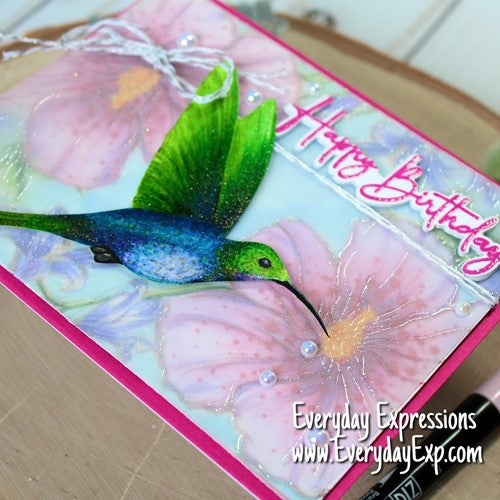 Simon Says Stamp! Colorado Craft Company Big and Bold HIBISCUS HUMMINGBIRD Clear Stamps BB509