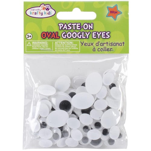 Paste on Googly Eyes Assorted 10mm to 19mm 80/Pkg Black