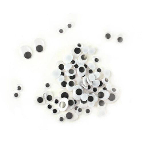 Paste on Googly Eyes Assorted 10mm to 19mm 80/Pkg Black