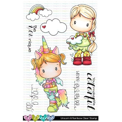 Simon Says Stamp! C.C. Designs UNICORN AND RAINBOW Clear Stamp Set ccd0193*