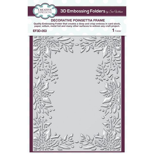 Simon Says Stamp! Creative Expressions POINSETTIA FRAME 3D Embossing Folder Sue Wilson ef3d053