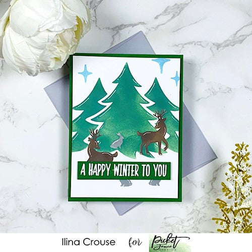 Simon Says Stamp! Picket Fence Studios A WINTER SCENE Stencil sc255*