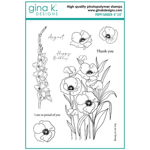 Simon Says Stamp! Gina K Designs POPPY GARDEN Clear Stamps 8365