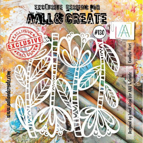 Simon Says Stamp! AALL & Create QUATTRO FIORI 6x6 Stencil aal10130