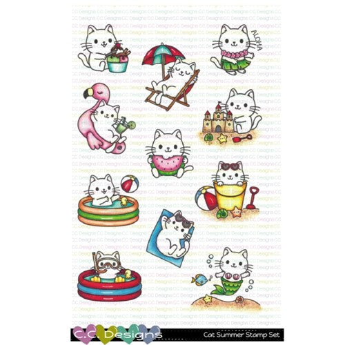 Simon Says Stamp! C.C. Designs CAT SUMMER  Clear Stamp Set ccd0259