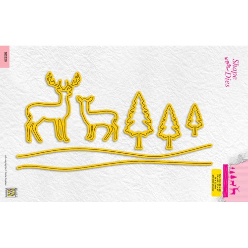 Simon Says Stamp! Nellie's Choice LANDSCAPE WITH PINE TREES AND DEER Shape Die sd220*