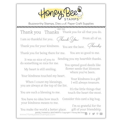 Simon Says Stamp! Honey Bee INSIDE THANKFUL SENTIMENTS Clear Stamp Set hbst364