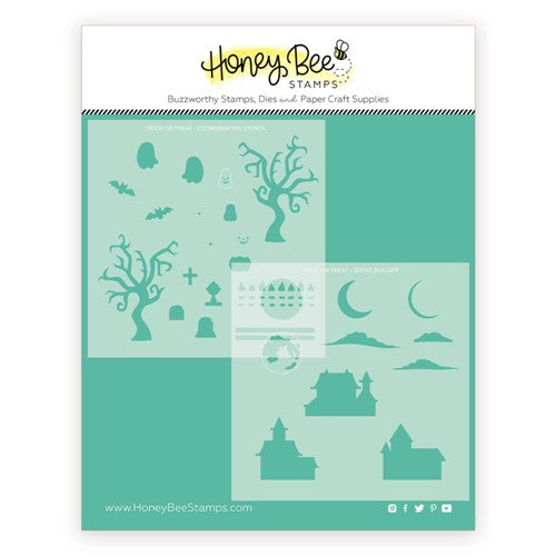 Simon Says Stamp! Honey Bee TRICK OR TREAT Stencil Set of 2 hbsl090