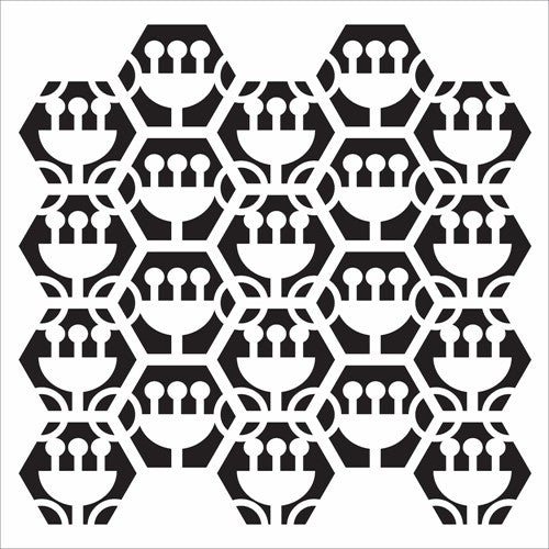 Simon Says Stamp! The Crafter's Workshop TULIP HEXAGONS 6x6 Stencil tcw942s*