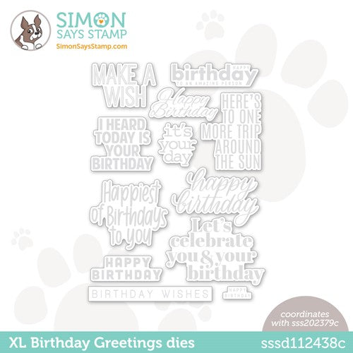Simon Says Stamp! Simon Says Stamp XL BIRTHDAY GREETINGS Wafer Dies sssd112438c