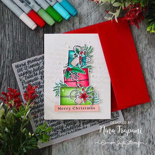 Simon Says Stamp! Simon Says Cling Stamp HAND LETTERED HOLIDAY BACKGROUND sss102181 | color-code:ALT1