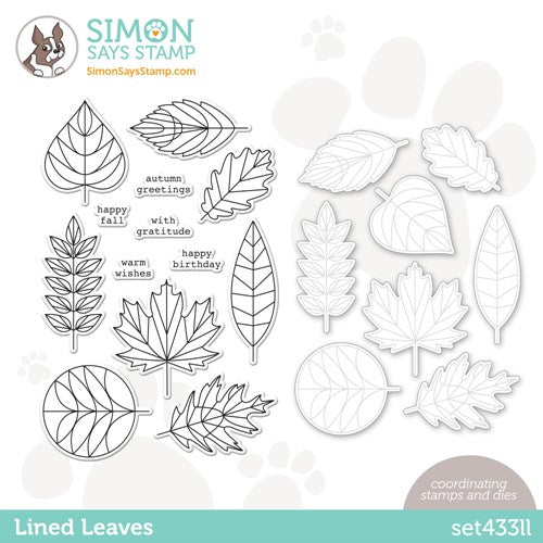 Simon Says Stamp! Simon Says Stamps and Dies LINED LEAVES set433ll