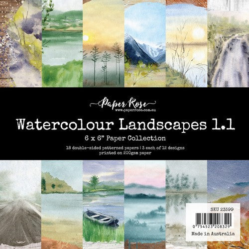 Simon Says Stamp! Paper Rose WATERCOLOR LANDSCAPES 1.1 6x6 Paper Pack 23599