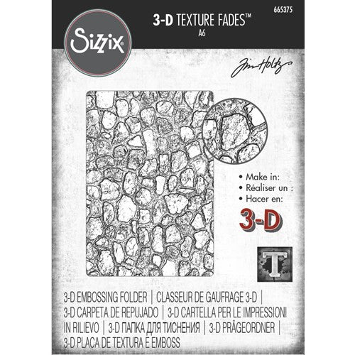 Simon Says Stamp! Tim Holtz Sizzix COBBLESTONE 2 3D Texture Fades Embossing Folder 665375