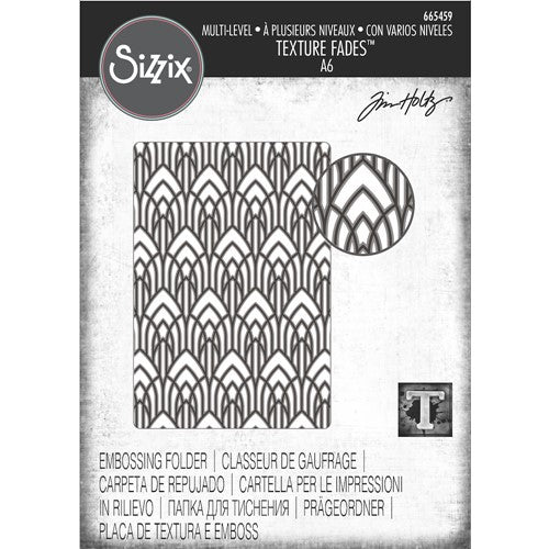 Simon Says Stamp! Tim Holtz Sizzix ARCHED Multi-Level Texture Fades Embossing Folder 665459
