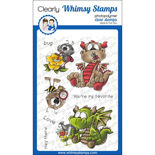 Simon Says Stamp! Whimsy Stamps GARDEN DRAGONS Clear Stamps DP1075