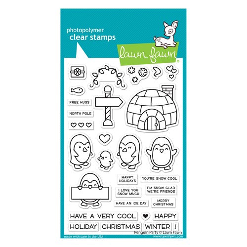 Simon Says Stamp! Lawn Fawn PENGUIN PARTY Clear Stamps lf2674