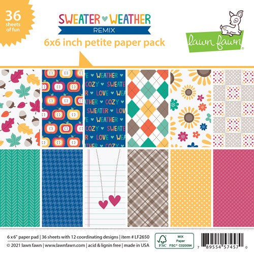 Simon Says Stamp! Lawn Fawn SWEATER WEATHER REMIX 6x6 Inch Petite Paper Pack lf2650