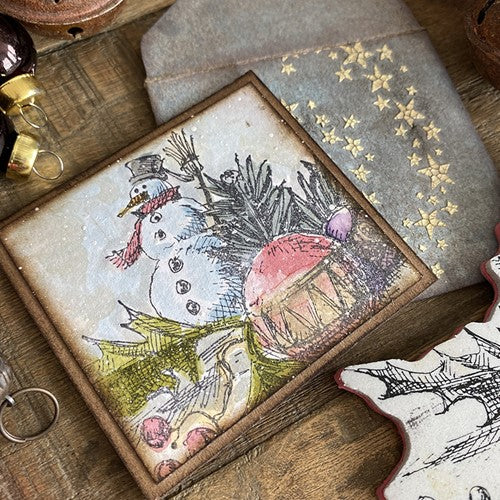 CMS313 Tim Holtz Cling Mounted Stamp Set - Carved Christmas 1