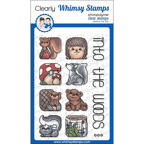 Simon Says Stamp! Whimsy Stamps ANIMAL TILES INTO THE WOODS Clear Stamps BS1033