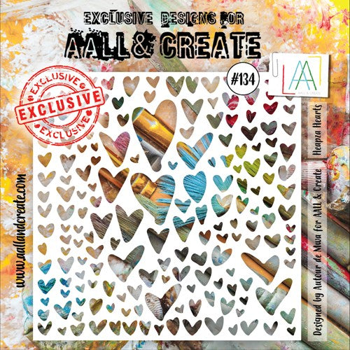 Simon Says Stamp! AALL & Create HEAPZA HEARTS 6x6 Stencil aal10134