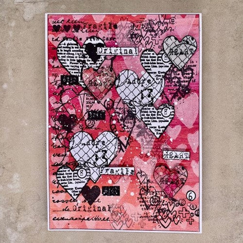 Simon Says Stamp! AALL & Create HUNG UP ON HEARTS A4 Stencil aal10133
