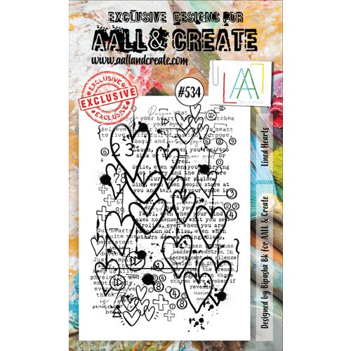 Simon Says Stamp! AALL & Create LINED HEARTS A6 Clear Stamps aall534
