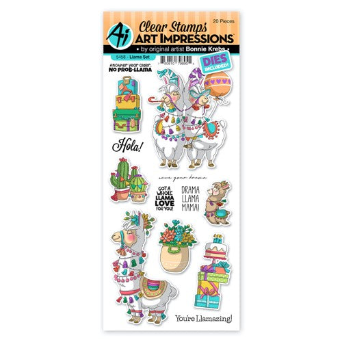 Simon Says Stamp! Art Impressions LLAMA Clear Stamps and Dies 5458