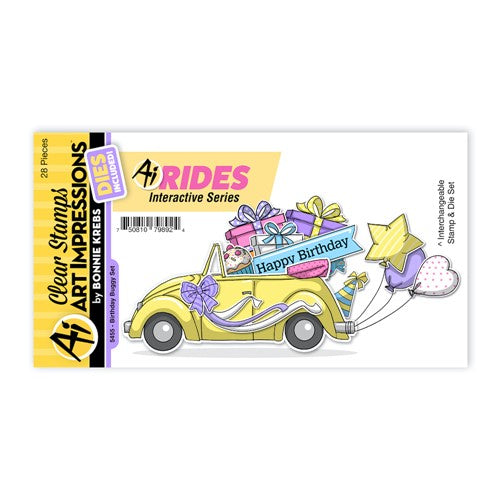 Simon Says Stamp! Art Impressions BIRTHDAY BUGGY RIDES Clear Stamps and Dies 5455