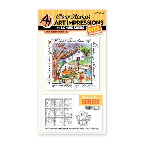 Simon Says Stamp! Art Impressions AUTUMN WINDOW Clear Stamp and Die Set 5449