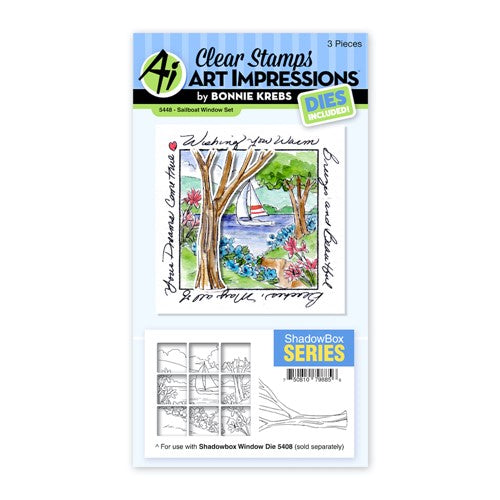 Simon Says Stamp! Art Impressions SAILBOAT WINDOW Clear Stamp and Die Set 5448