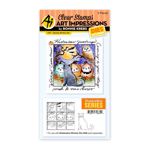 Simon Says Stamp! Art Impressions SPOOKY WINDOW Clear Stamp and Die Set 5447