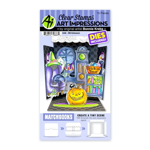 Simon Says Stamp! Art Impressions Matchbook HALLOWEEN Clear Stamps and Dies 5446