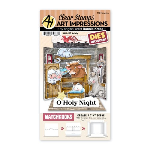 Simon Says Stamp! Art Impressions Matchbook NATIVITY Clear Stamps and Dies 5443