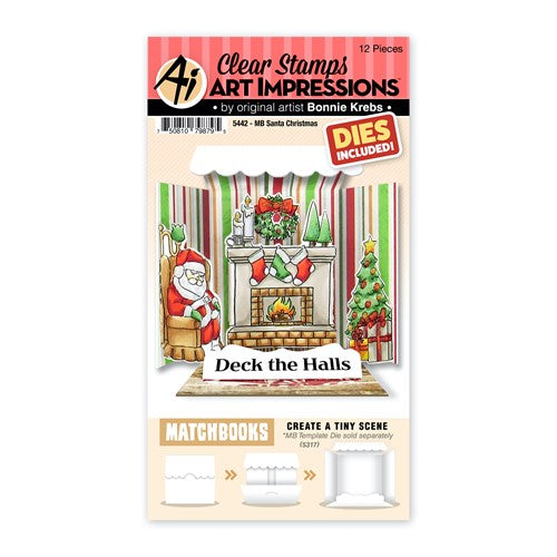 Simon Says Stamp! Art Impressions Matchbook SANTA CHRISTMAS Clear Stamps and Dies 5442
