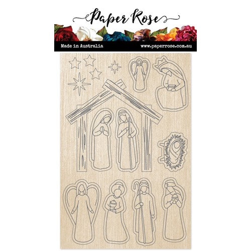 Paper Roses Nativity Tree Paper Rose NATIVITY ELEMENTS Wood Embellishments 23935* – Simon Says Stamp