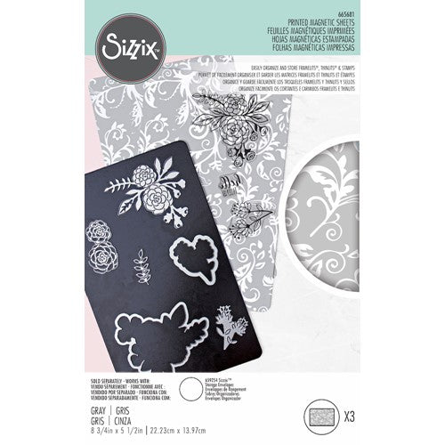 Simon Says Stamp! Sizzix PRINTED MAGNETIC SHEETS 8.75x5.5 Three Pack 665681