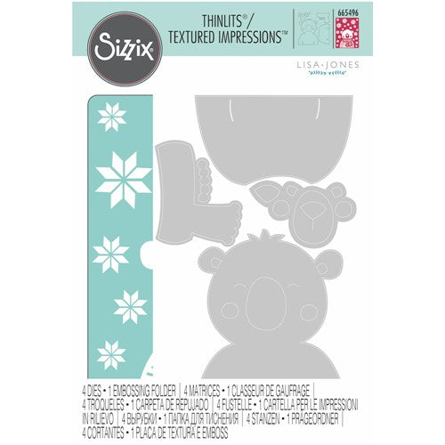 Simon Says Stamp! Sizzix COZY BEAR Embossing Folder and Thinlits Die 665496